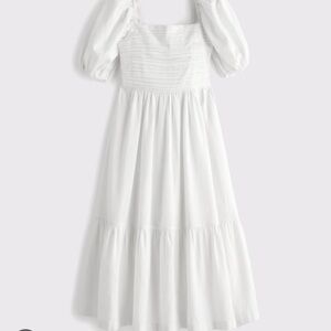 Abercrombie Elegant White Puff Sleeve Dress